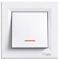 Вимикач вбудований 1-клавішний з підсвіткою білий, Schneider Electric Asfora (EPH1400121)